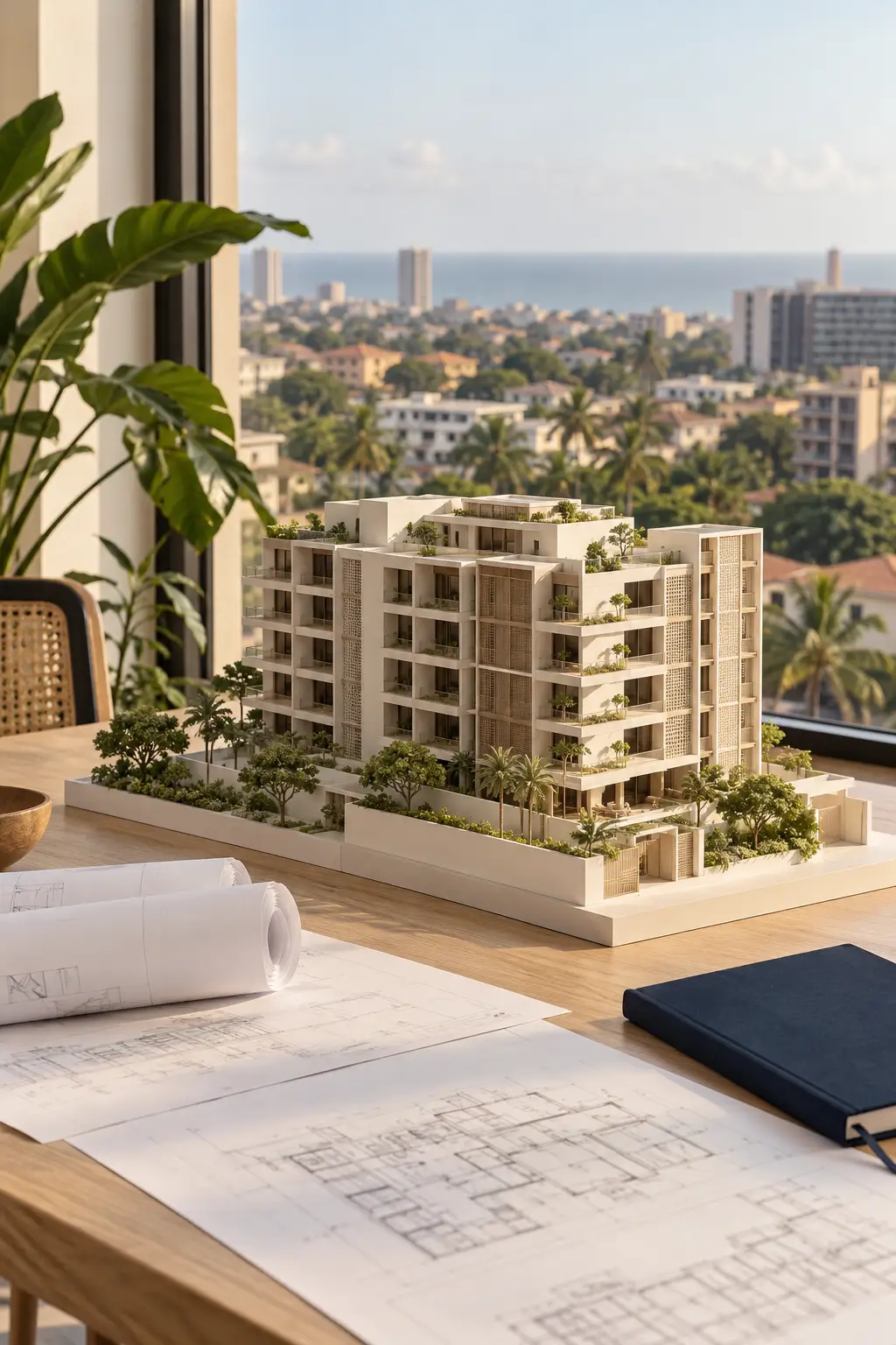 An architectural model of a residential development